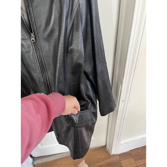 Vintage Danier Black Leather Coat 2XL Oversized Grunge Chic Premium Leather - Picture 15 of 16